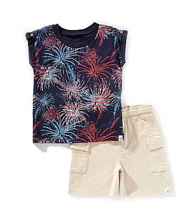 Burt's Bees Little Boys 2T-5T Short-Sleeve Firework T-Shirt Short Set - 4T | Dillard's