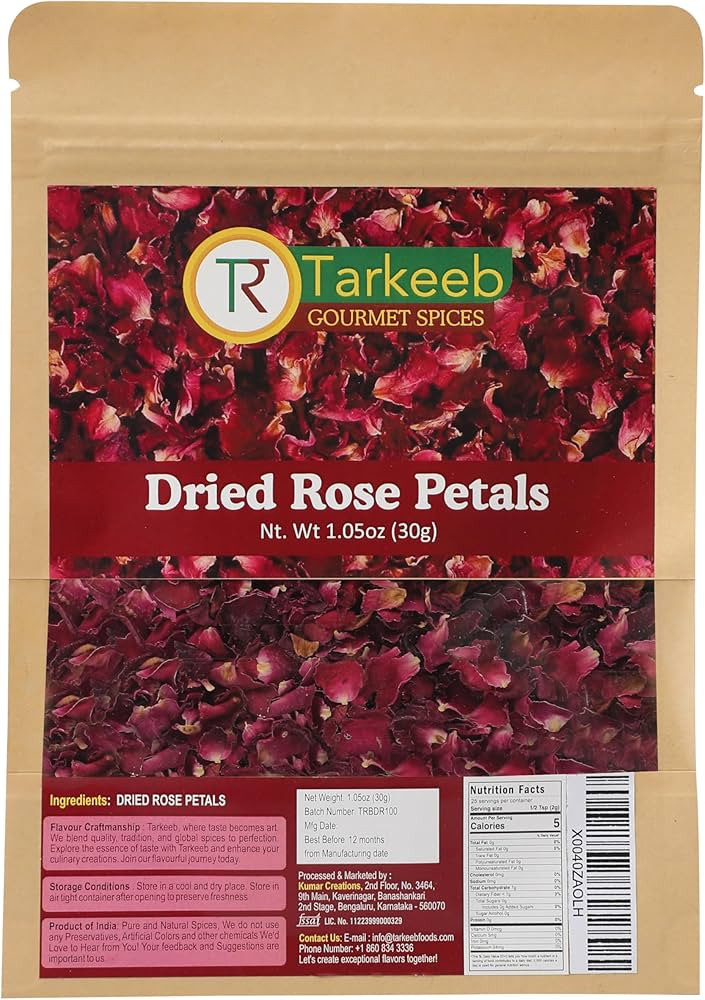 Tarkeeb Dried Rose Petals ~ All Natural | Edible Rose Petals | Dried Flower Petals for Herbal Tea... | Amazon (US)