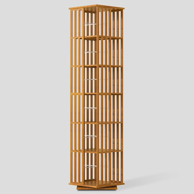 YOWOS Rotating Bookshelf Tower, 360° Display Spinning Bookcase, Bamboo Bookshelf Floor Standing ... | Amazon (US)