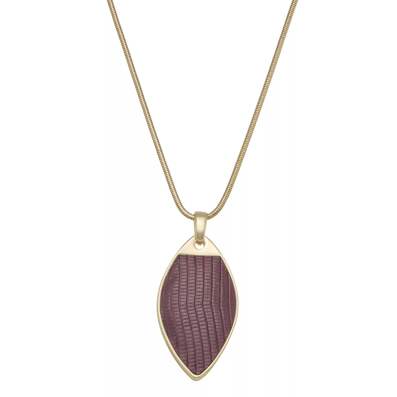 Nine West Gold Tone Faux Leather Textured Pendant Necklace | Kohl's