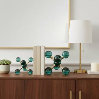 6.5 in. Green Glass Jack Bookends (Set of 2) | The Home Depot