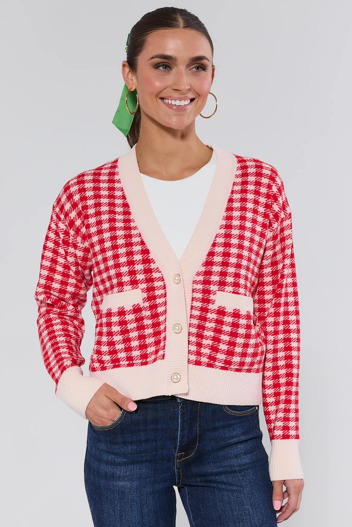 Emery Red Gingham Cardigan | Avara