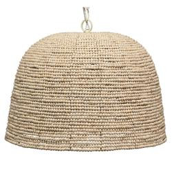 Scott Coastal Beach Off White Mango Wood Beads Iron Chain Single Pendant | Kathy Kuo Home