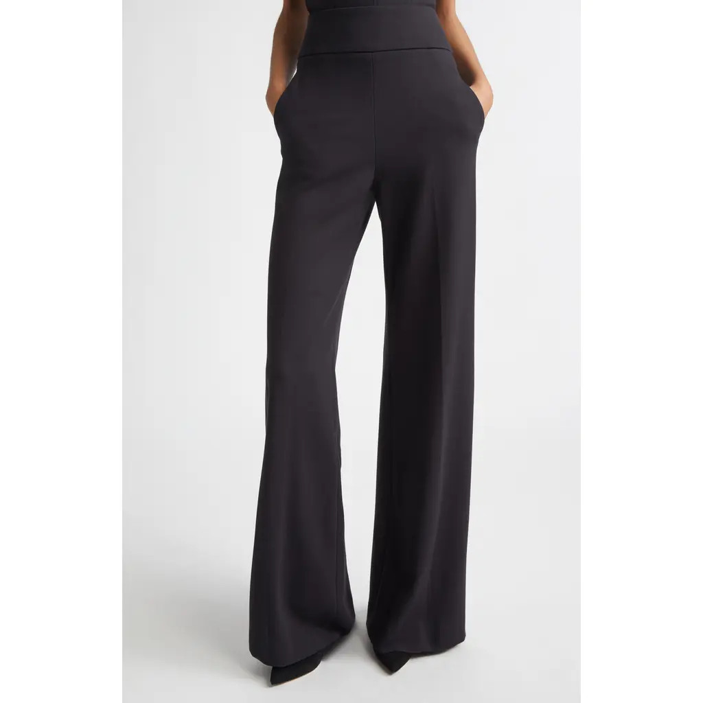 Veronica Beard Kalinda High Waist Ponte Wide Leg Pants in Black at Nordstrom, Size 6 | Nordstrom