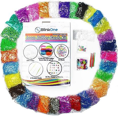 13000 Loom Rubber Bands Refill Kit in 31 Color, 500 Clips, 24 Charms, 22 Beads and 6 Crochets | Amazon (US)