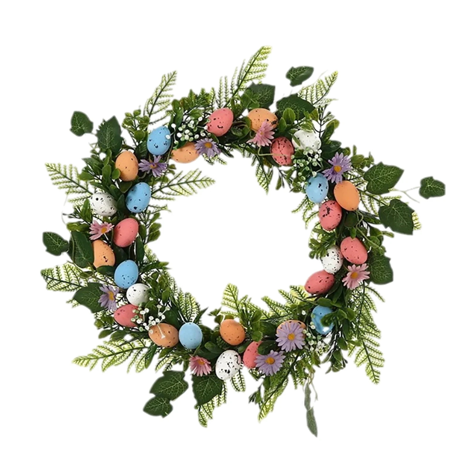 15.5 Inch Easter Wreath for Front Door, Rustic Farmhouse Wreath with Eggs in Grass, Lush Greenery... | Walmart (US)