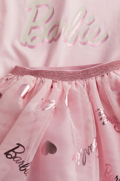 2-piece Tulle Set - Round Neck - Short sleeve - Light pink/Barbie - Kids | H&M US | H&M (US + CA)