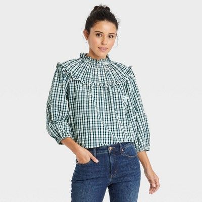 Women's Balloon 3/4 Sleeve Yoke Blouse - Universal Thread™ | Target