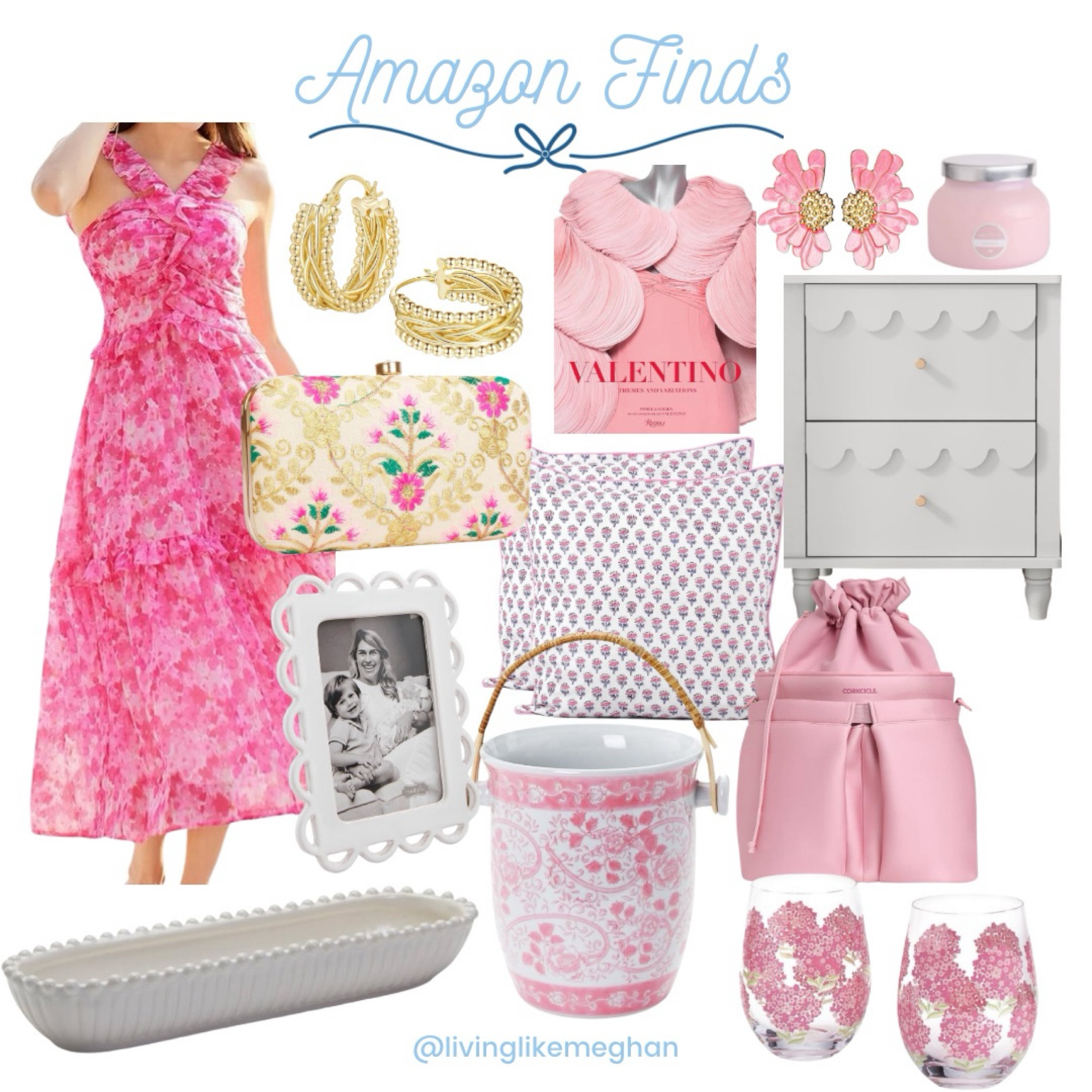 Amazon Finds





Scalloped edge, pinks, pink and white, ice bucket, grwndmillennial, stemless glasses, wedding guest, wedding guest dress, summer dress, statement earrings, book, candle, dresser, throw pillow, block print, floral, summer style, summer dress, wine, scalloped, dresser

#LTKHome #LTKItBag #LTKSaleAlert