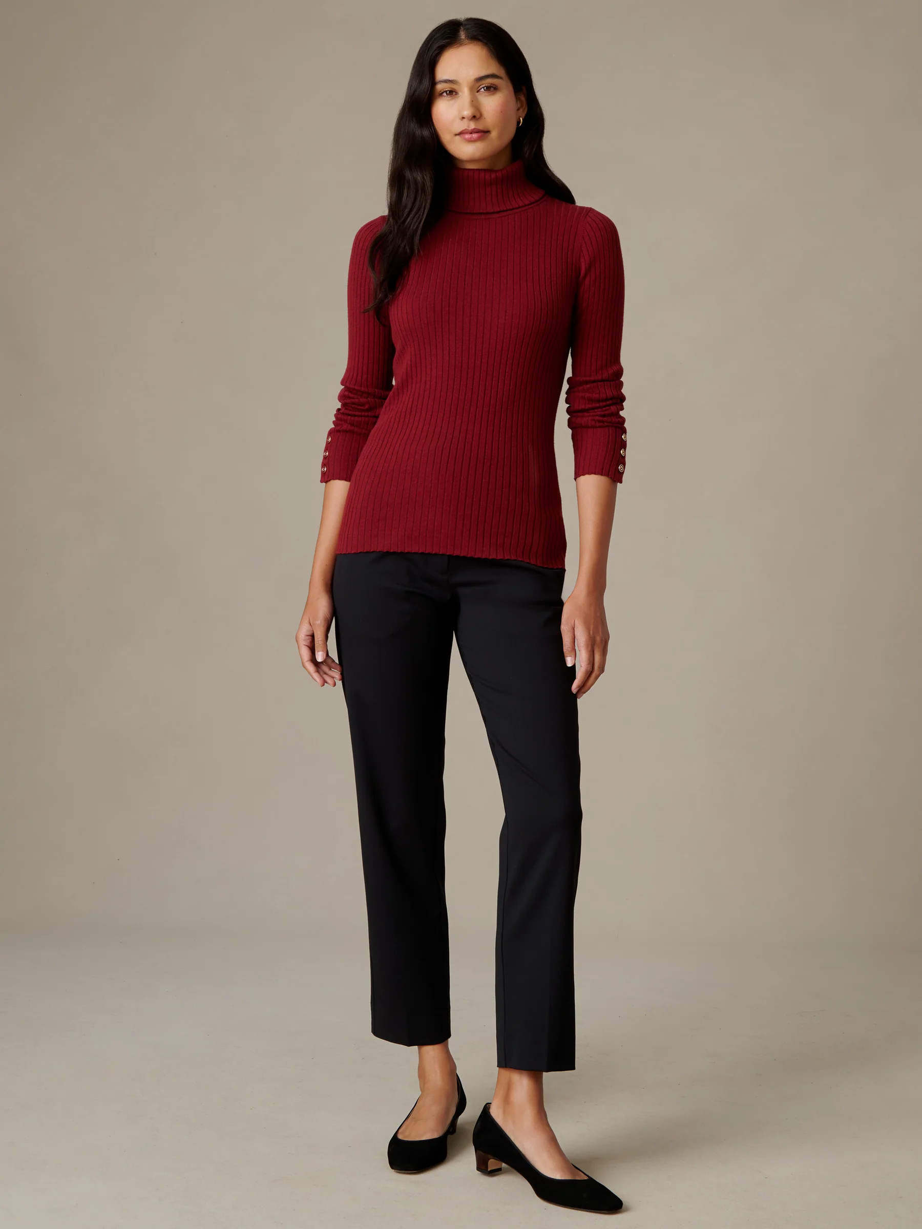 Bordeaux Solid Arlette Turtleneck | Women's Sweaters | J.McLaughlin | J.McLaughlin