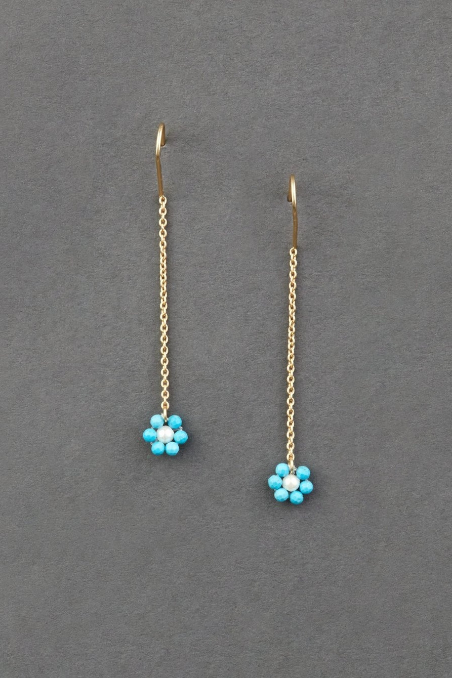TURQUOISE FLOWER THREADER EARRING | Lucky Brand