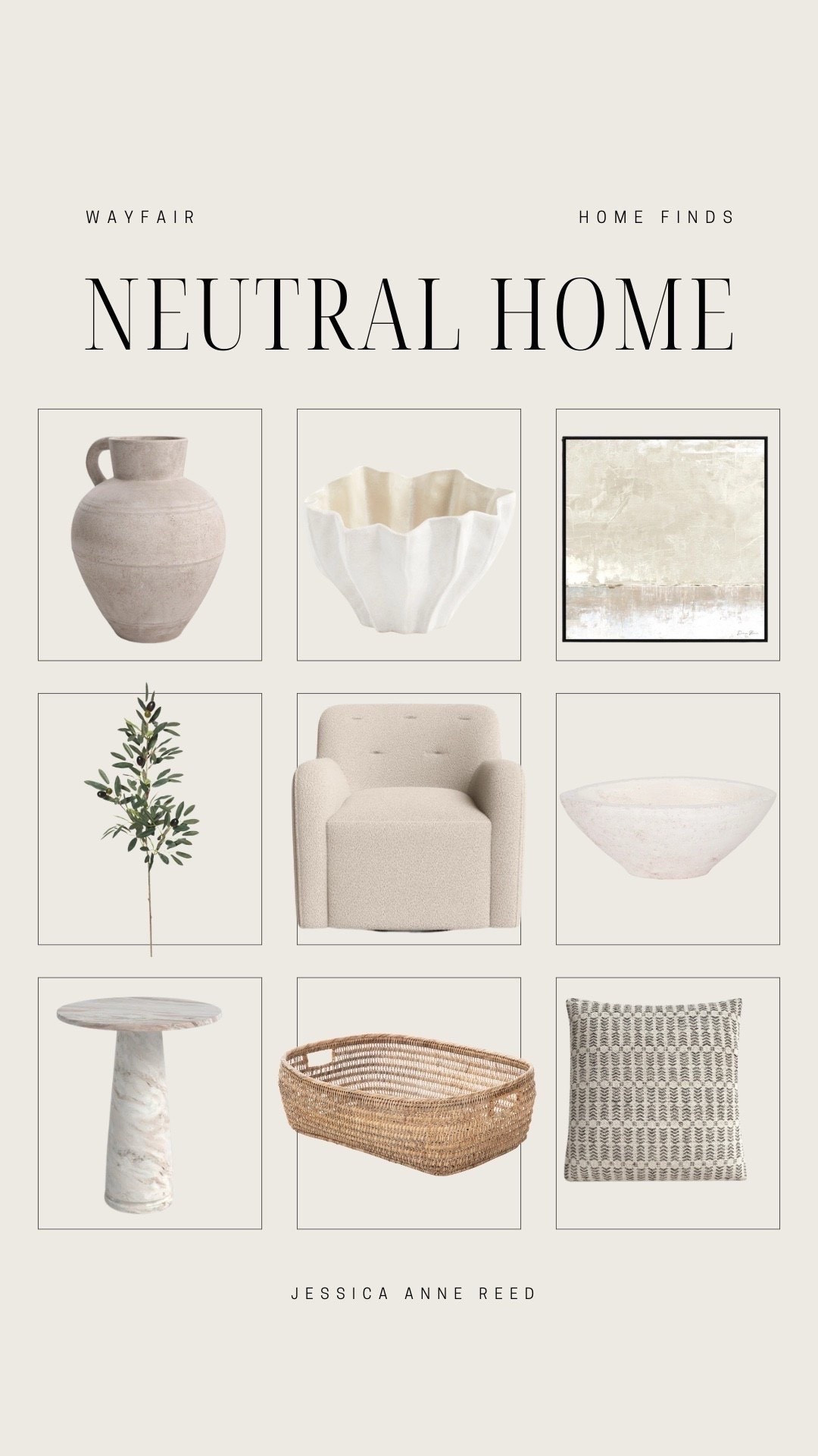 @Wayfair wayfair home finds I’m loving! 

Refresh your space this season with the perfect neutral home finds! 

HomeDecor, stems, vase, wall art, accent chair, marble accent table, basket, throw pillow 

 #LTKStyleTip #LTKHome #LTKSaleAlert #LTKFindsUnder50