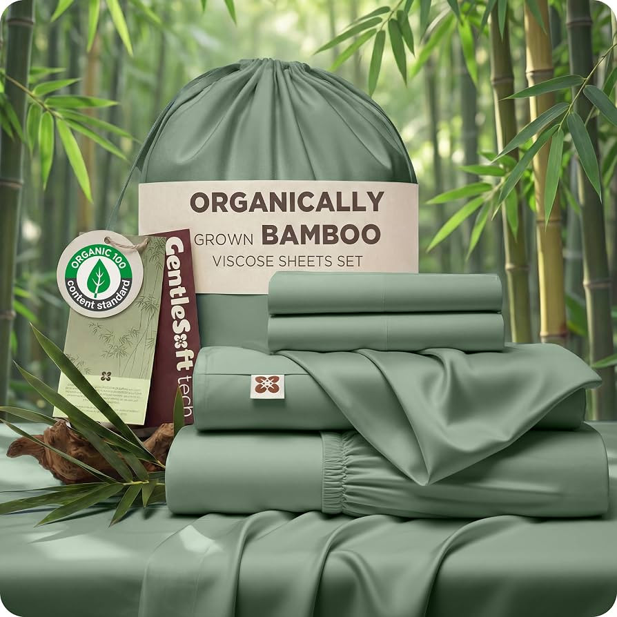 Bedsure 100% Organically Grown Bamboo Viscose King Size Sheets Set | Cooling Bedsheets for Hot Sl... | Amazon (US)