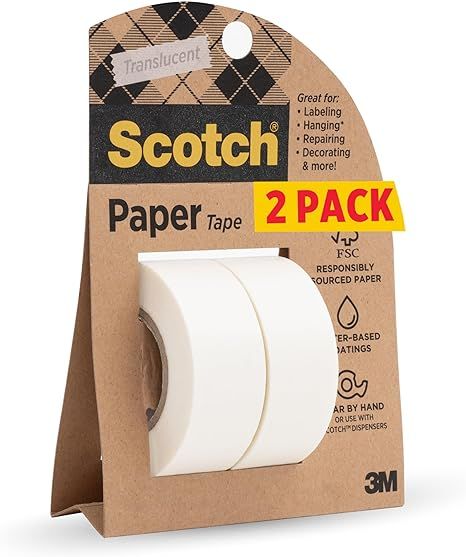 Scotch Paper Tape, Writable, Translucent, Recyclable Packaging, 3/4 in x 600 in, 2 Rolls | Amazon (US)