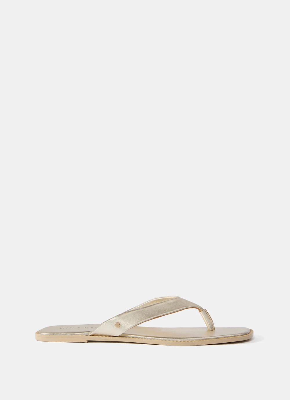 Lula Gold Leather Flip Flop Sandals | Mint Velvet