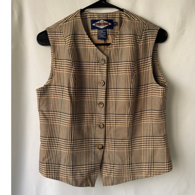 Vtg Ruff Hewn Womens Vest MP Medium Petite Tan Plaid Academia Western Fisherman | eBay US
