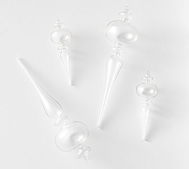 Clear Glass Finial Ornaments - Set of 4 | Pottery Barn (US)