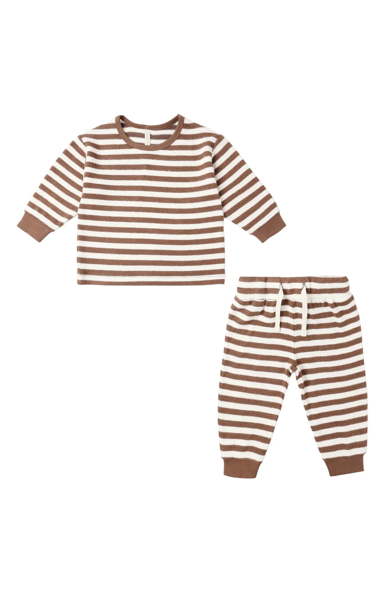 QUINCY MAE Cedar Stripe Cozy Top & Sweatpants Set | Nordstrom | Nordstrom