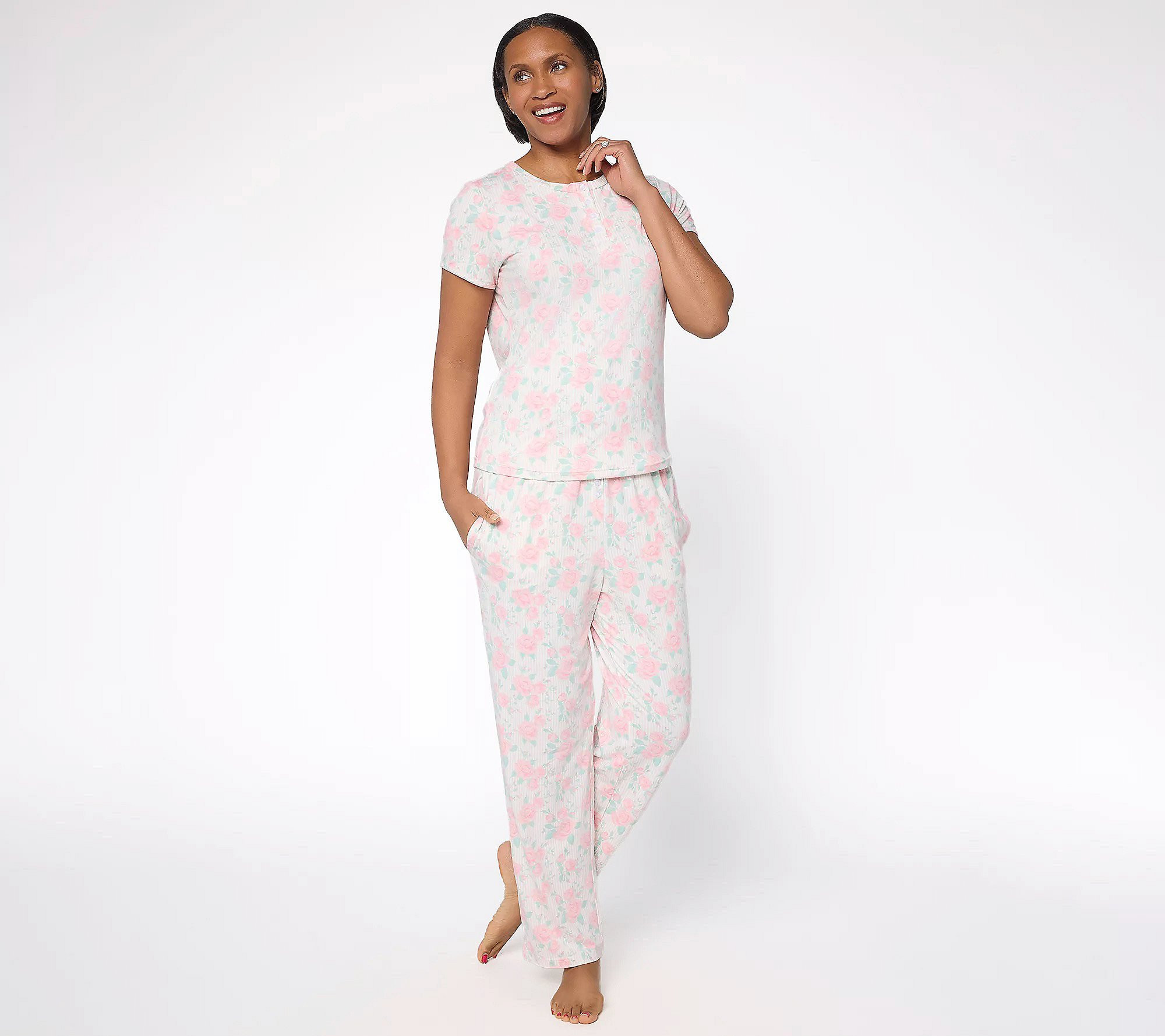 Berkshire Homewear Reg. Silky Smooth Henley & Pant Pajama Set | QVC