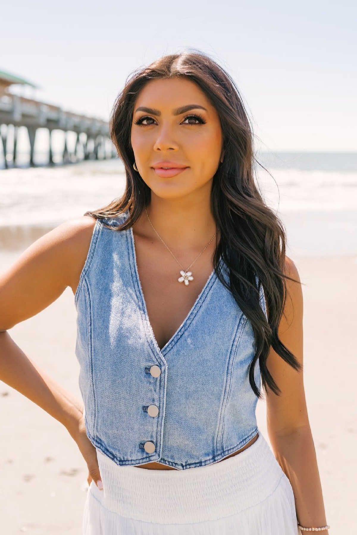 Denim Button Up Vest | Magnolia Boutique