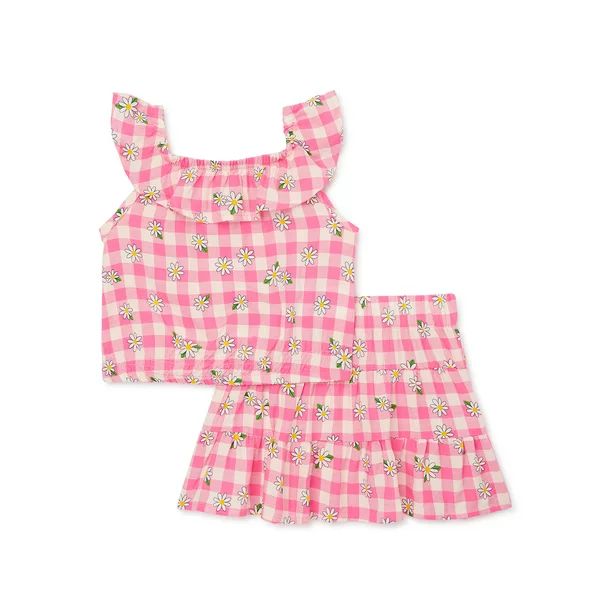 Sweet Butterfly Toddler Girls Flounce Top and Skirt Set, 2-Piece, Sizes 2T-4T | Walmart (US)