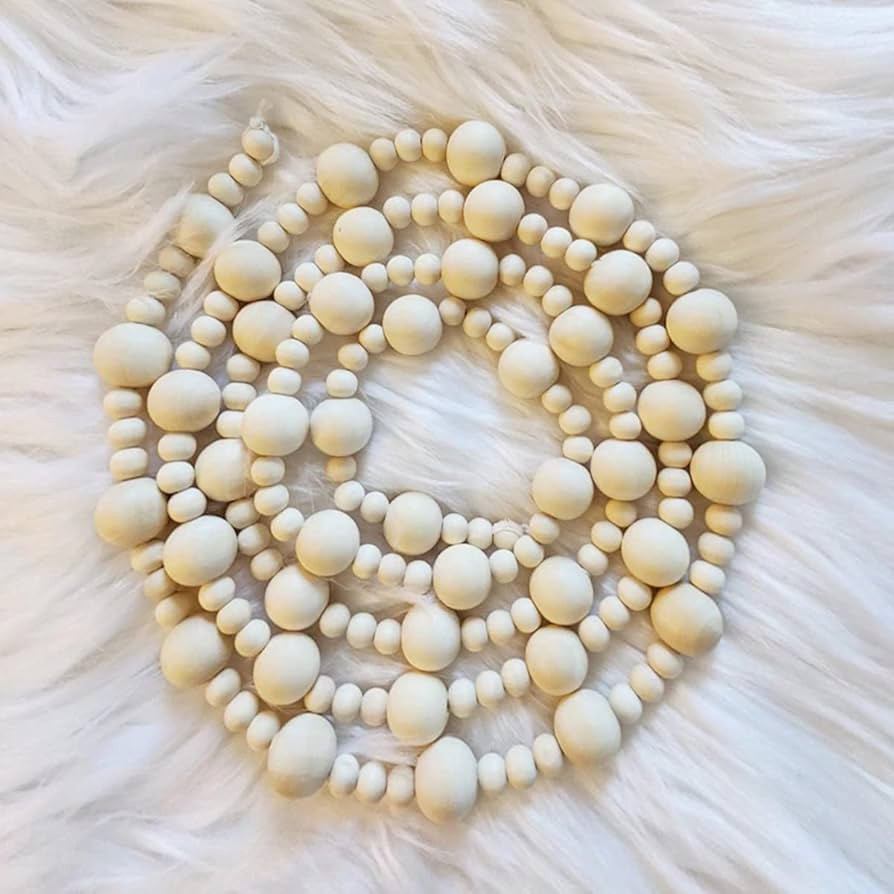 Wooden Beaded Garland Farmhouse Home Decor Teague Wood Bead Galand, 7.2ft(86inch) Farmhouse Garla... | Amazon (US)