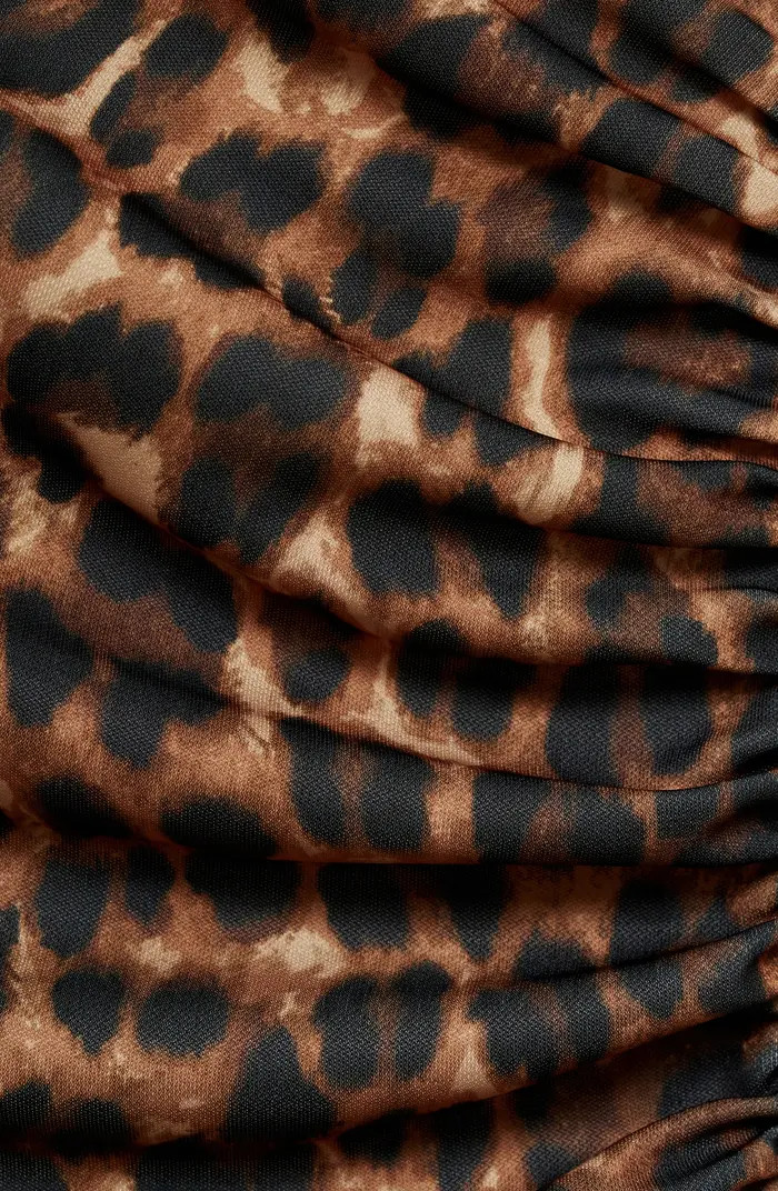 MANGO Leopard Print Side Ruched Dress | Nordstrom | Nordstrom