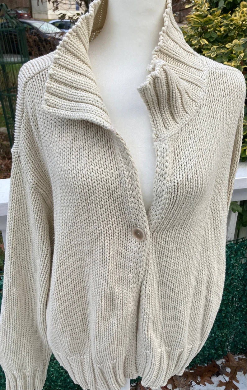 J JILL Ivory Cotton Cardigan Sz L - Etsy | Etsy (US)
