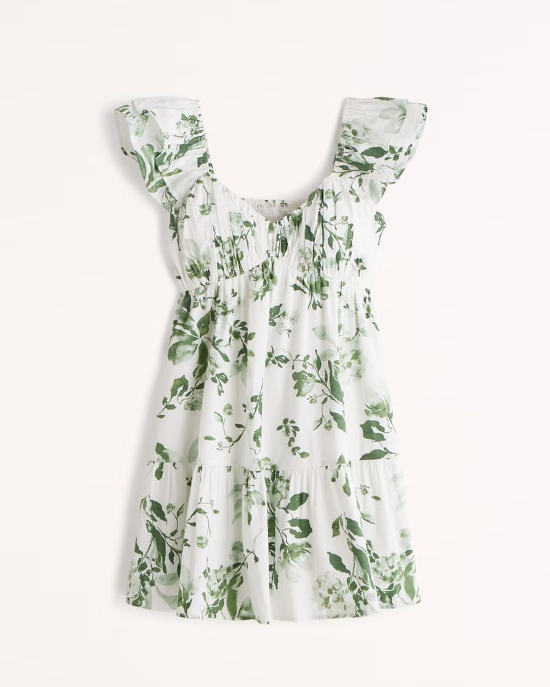 Women's Ruched Flutter Sleeve Mini Dress | Women's Clearance | Abercrombie.com | Abercrombie & Fitch (US)