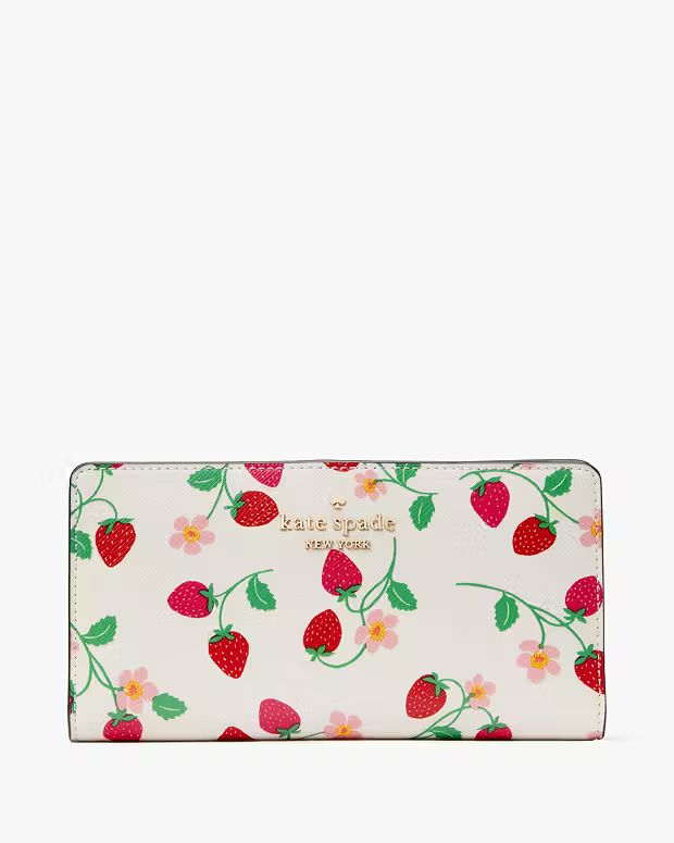Madison Strawberry Vine Large Slim Bifold Wallet | Kate Spade Outlet