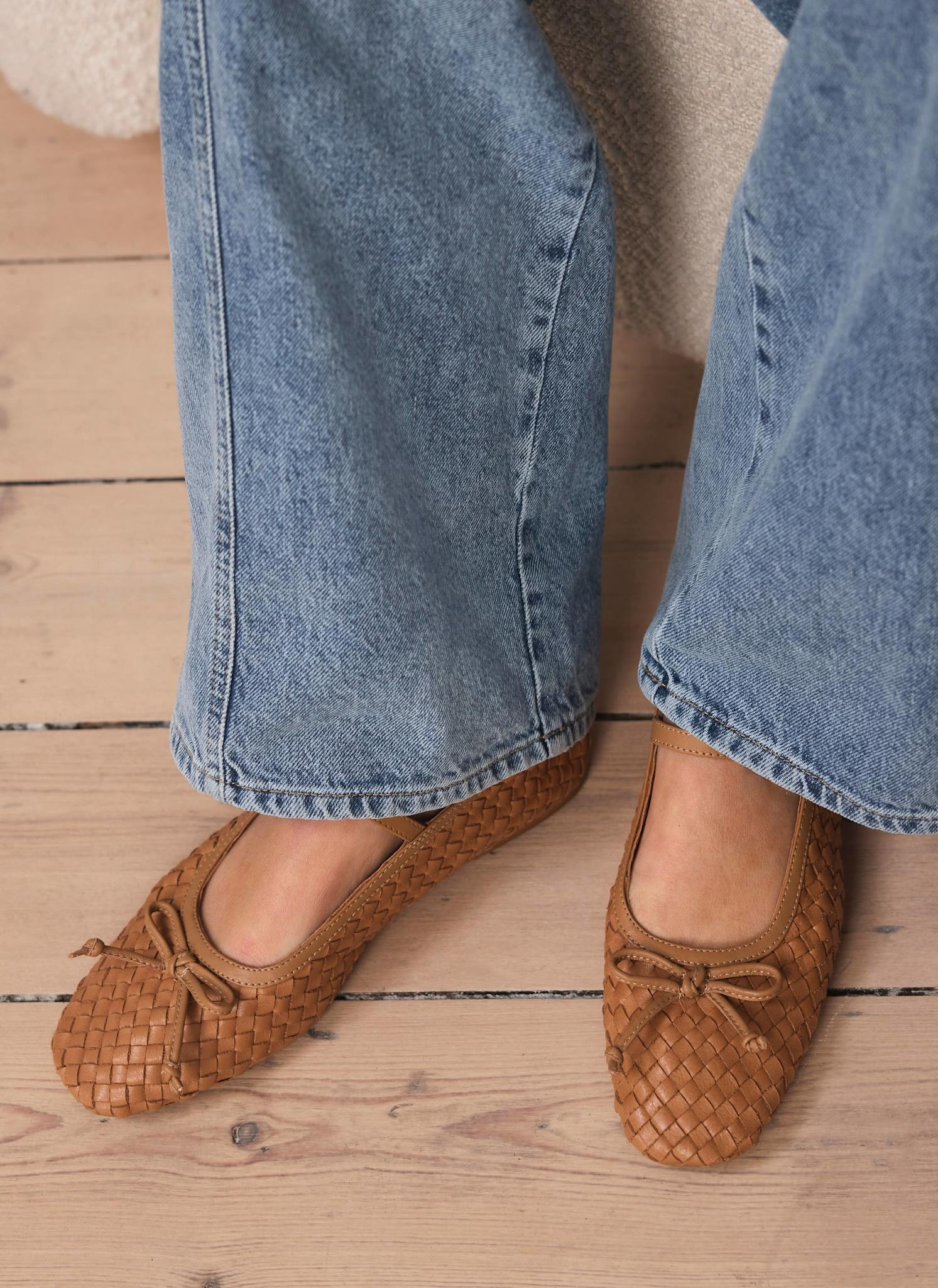 Charley Tan Leather Woven Pumps | Mint Velvet