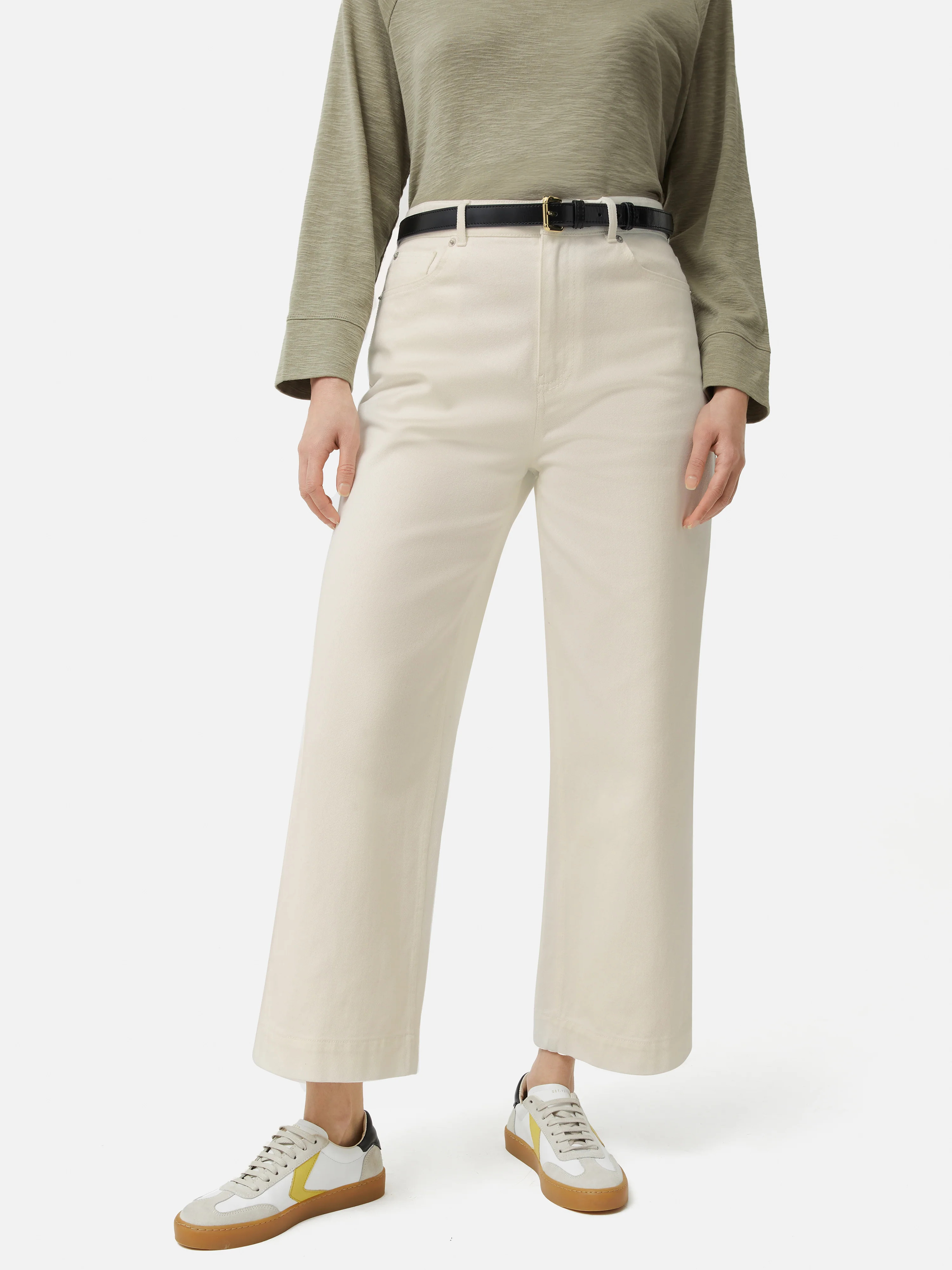 Tyne Wide Leg Crop Jean | Ecru | Jigsaw (UK)