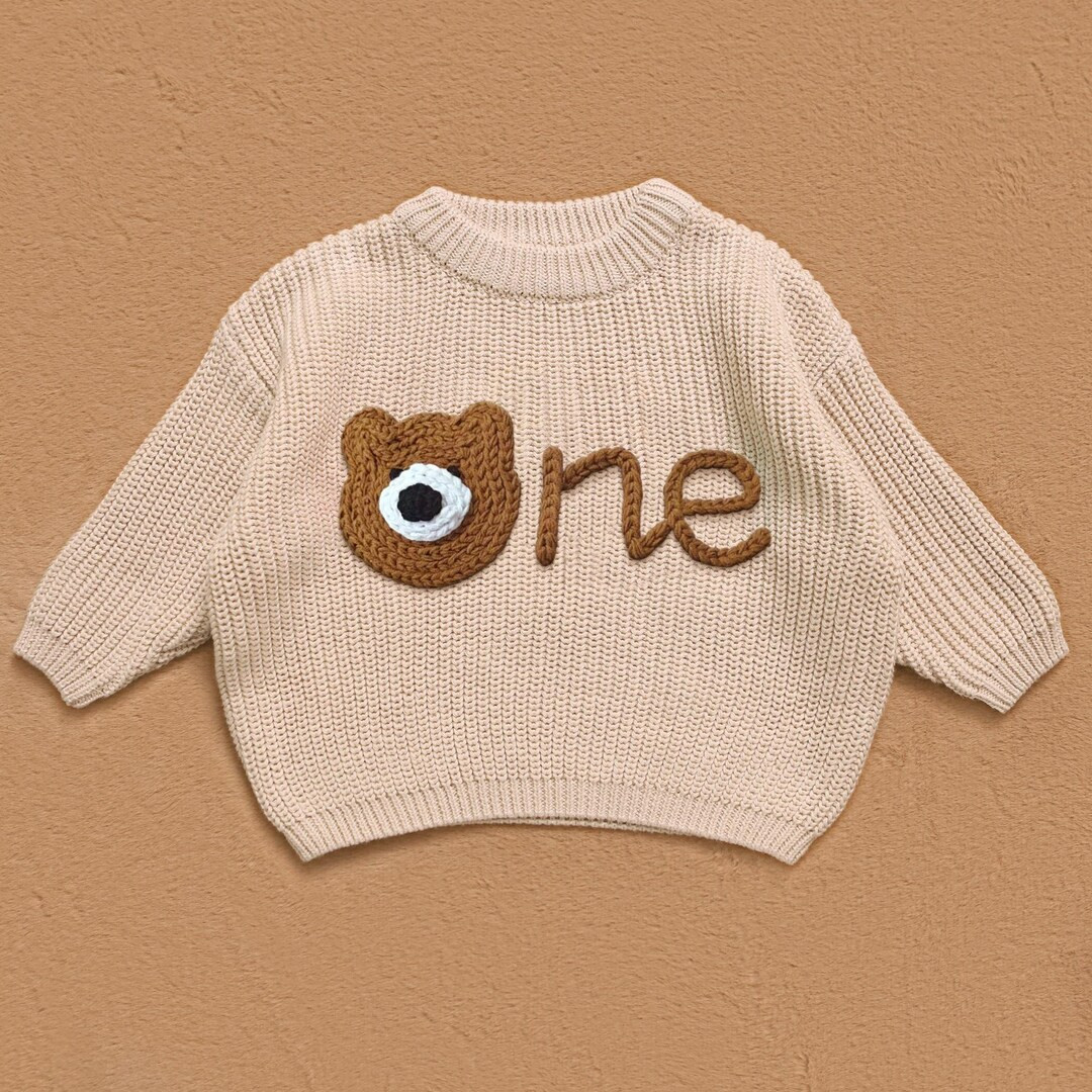 Newborn Embroidered Name Bear Sweater,knit Sweater With Name,newborn Coming Home Custom Outfit,mi... | Etsy (US)