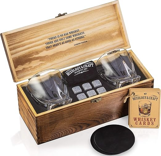 Mixology & Craft Whiskey Set - 12pc with Granite Stones, Glasses & Coasters | Amazon (US)