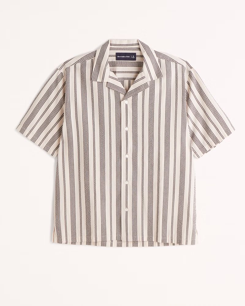 Camp Collar Seersucker Button-Up Shirt | Abercrombie & Fitch (US)