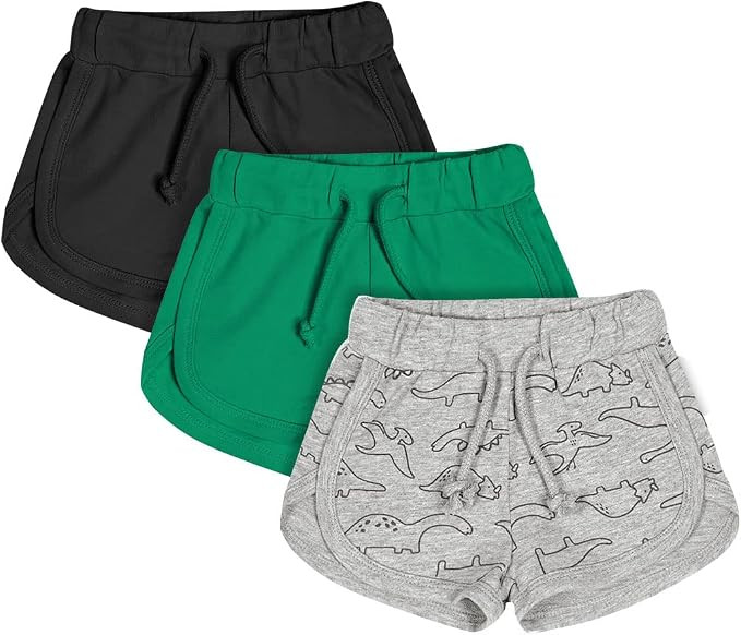 Teach Leanbh Toddler Baby Boys Girls 3 Pack Athletic Shorts Cotton Soild Color Printing with Draw... | Amazon (US)