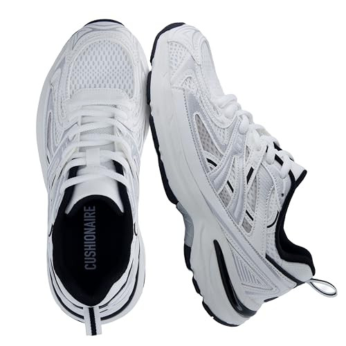 Amazon.com | CUSHIONAIRE Sonic Casual Womens Walking Sneakers, Comfortable Lace-Up Chunky Tennis ... | Amazon (US)