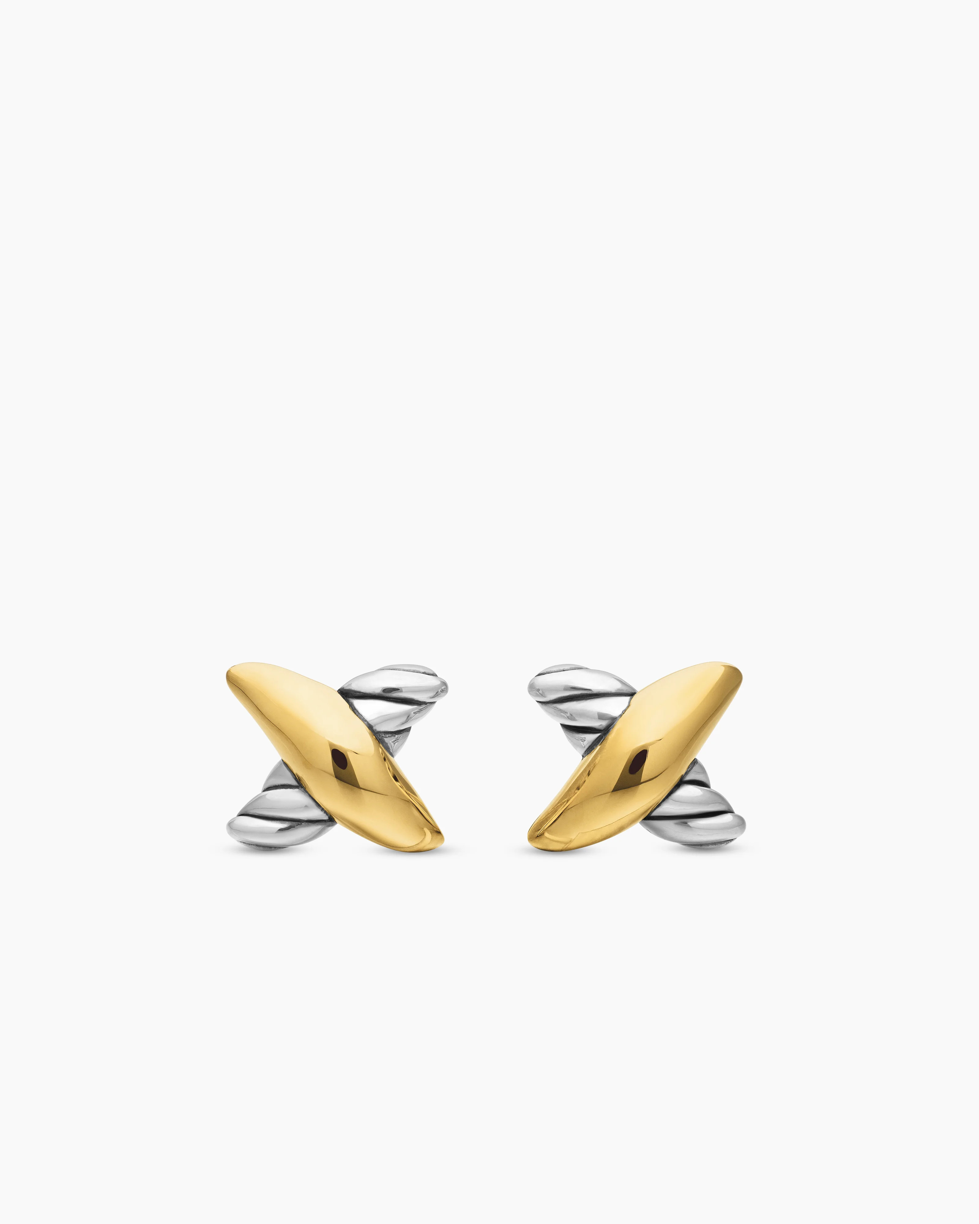 David Yurman | Petite X Stud Earrings in Sterling Silver with 18K Yellow Gold, 7.5mm | David Yurman