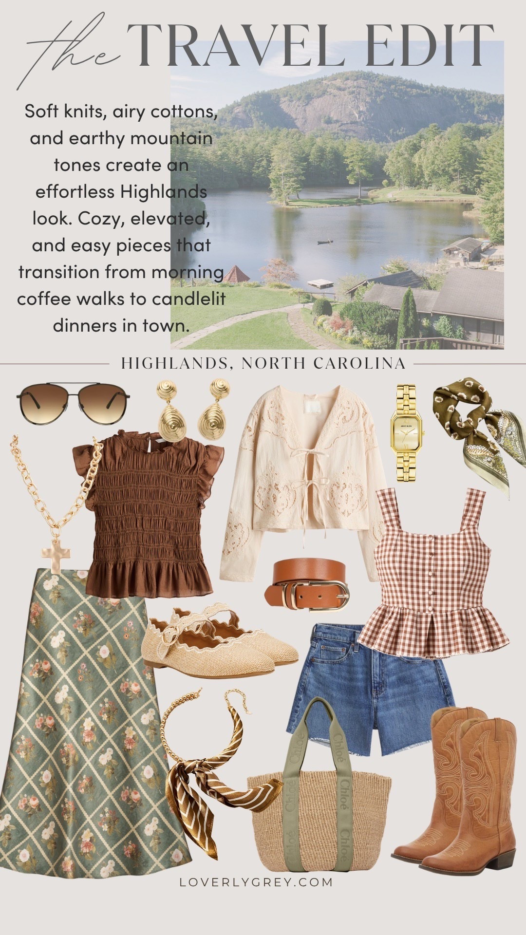 Highlands North Carolina has such a relaxed and peaceful vibe! Mountain chic style is a must. I love these pieces for a classic countryside look while keeping it elevated. 

Loverly grey, highlands nc, outfit ideas for her, travel looks, spring vacation outfit inspo, neutral capsule 2026, affordable women’s clothing

#LTKTravel #LTKSeasonal