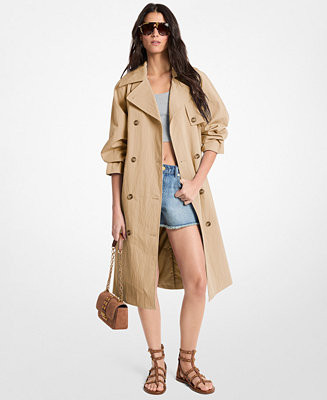 Michael Kors Women's Collared Neck Oversize Belted Trench Coat - Macy's | Macy's