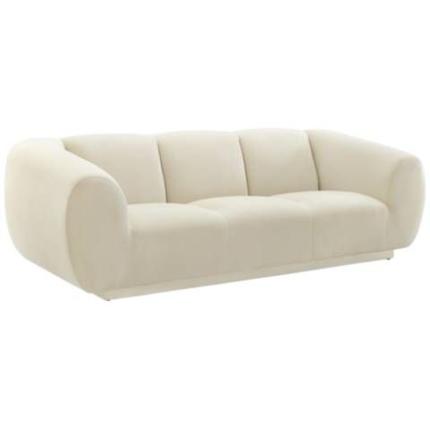 Emmet 89 3/4" Wide Cream Velvet Sofa - #95Y59 | Lamps Plus | Lamps Plus