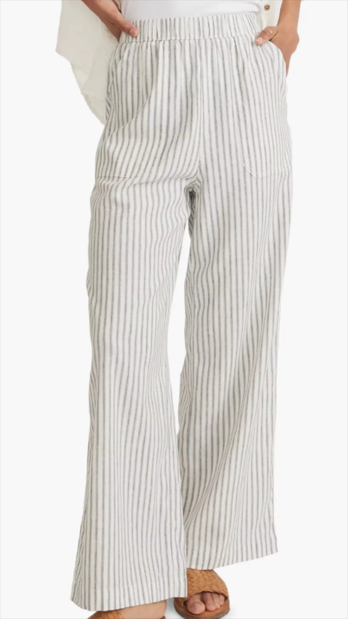 Women's Cotton Blend Wide Leg Striped Pants