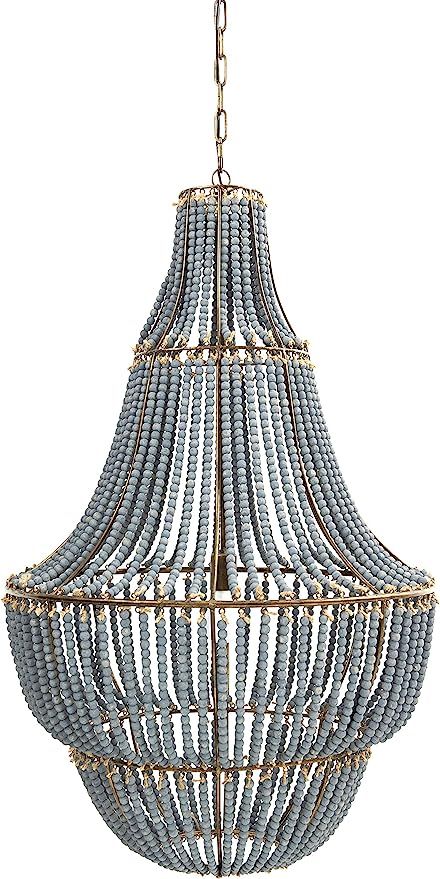 Creative Co-op Metal Chandelier with Wood Beads Ceiling, Light Blue | Amazon (US)