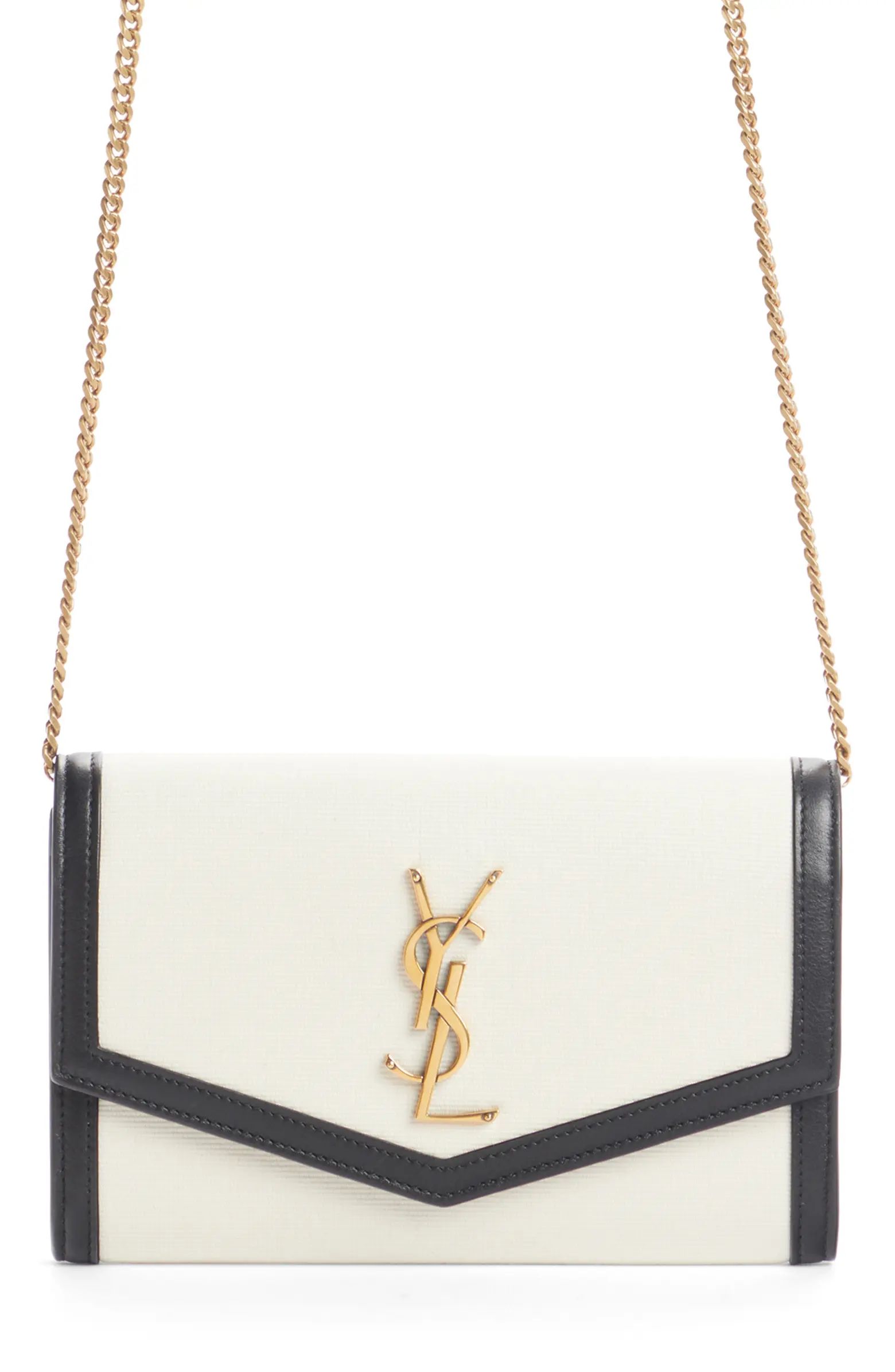 Saint Laurent Uptown Faille Wallet on a Chain | Nordstrom | Nordstrom