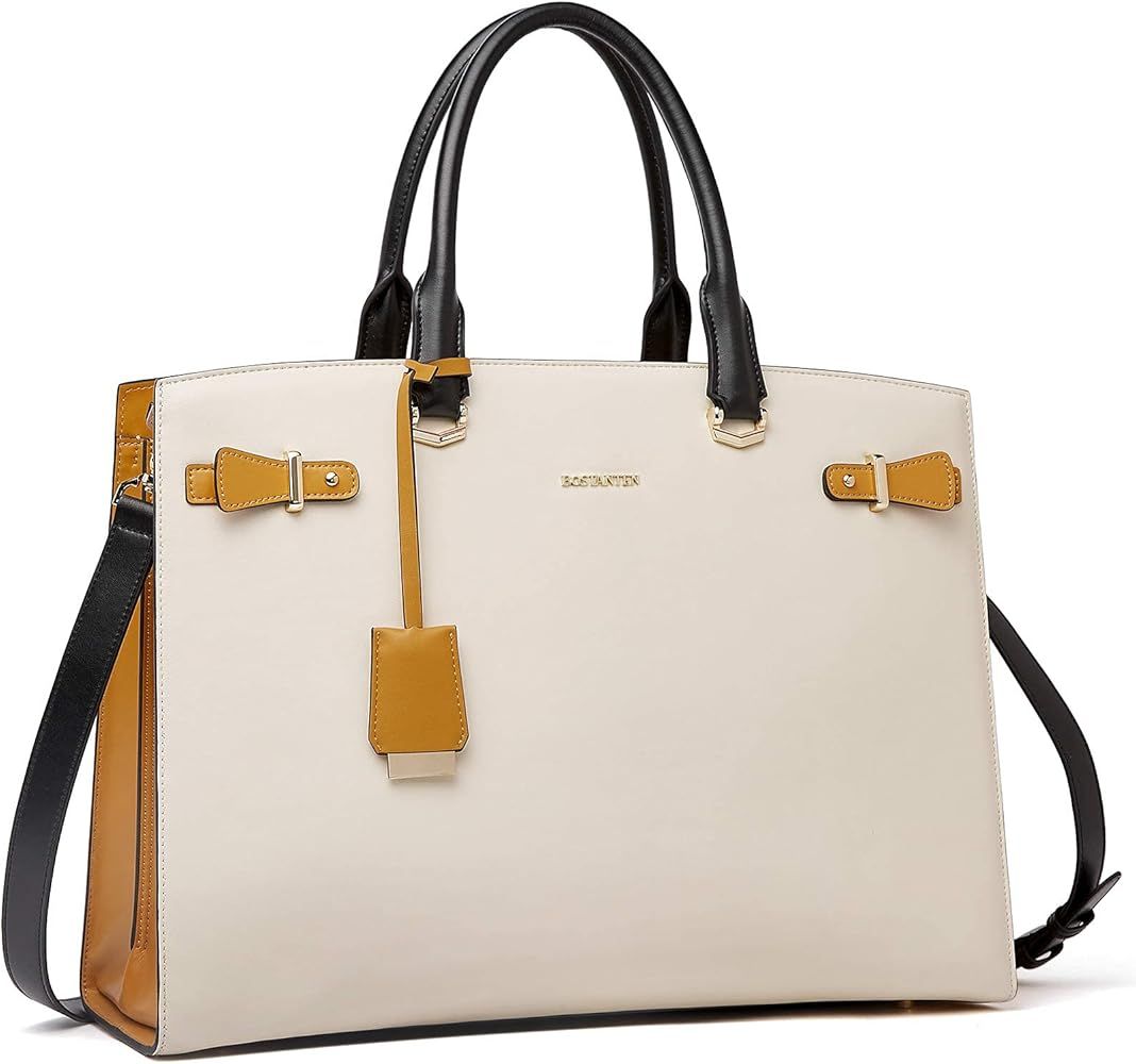 BOSTANTEN Briefcase for Women 15.6 Inch Genuine Leather Laptop Briefcase Shoulder Work Tote Bag P... | Amazon (US)