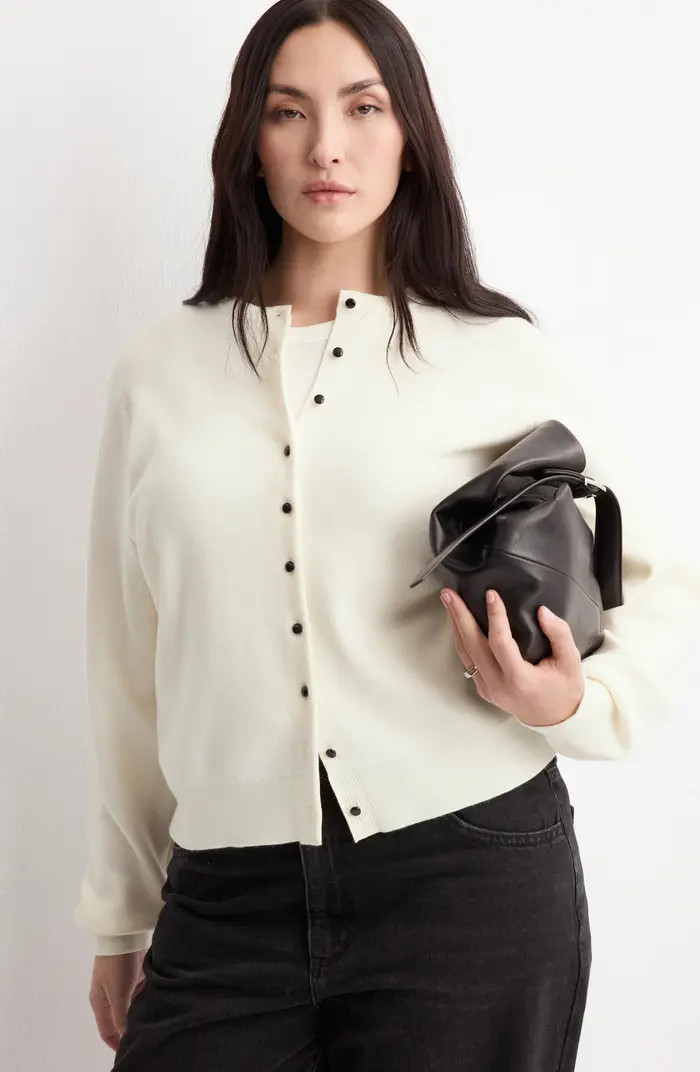 Contrast Button Crewneck Cardigan | Nordstrom