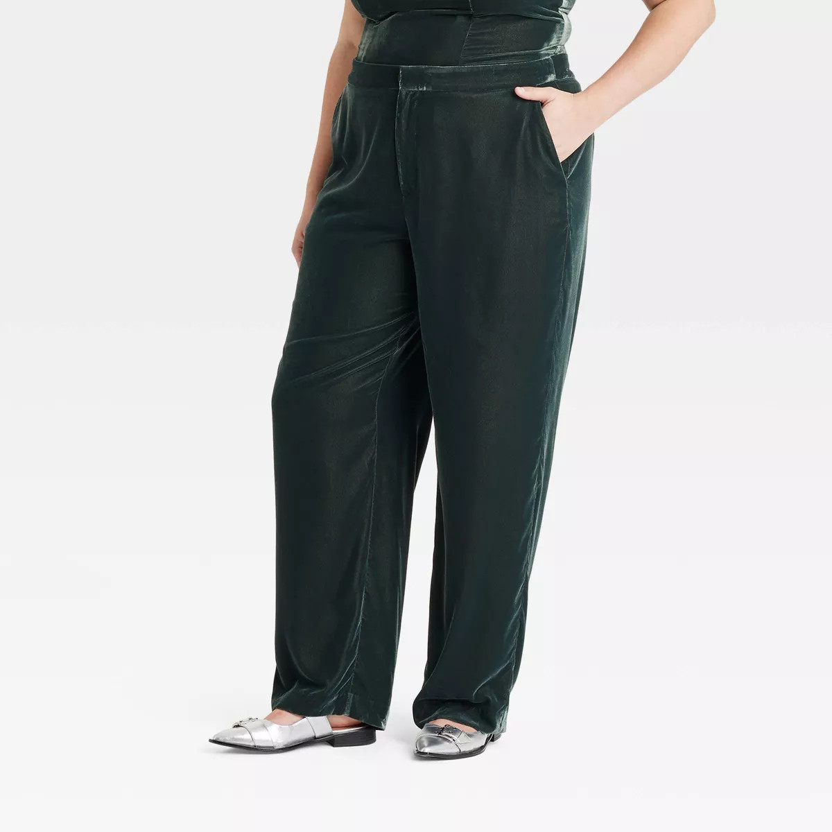 Women's High-Rise Straight Leg Velvet Trousers - A New Day™ | Target