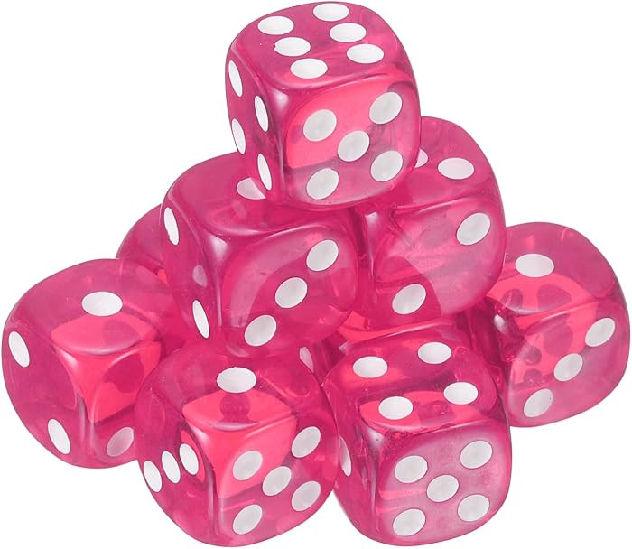 uxcell 6 Sided Acrylic Dice,18mm/0.71" 18mm/0.71" Game Pink 10Pcs     D6 Rounded Corner Transluce... | Amazon (US)