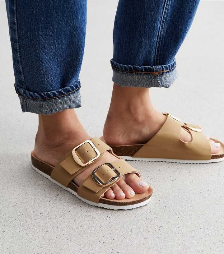 Camel Suedette Buckle-Strap Sliders
						
						Add to Saved Items
						Remove from Saved Items | New Look (UK)