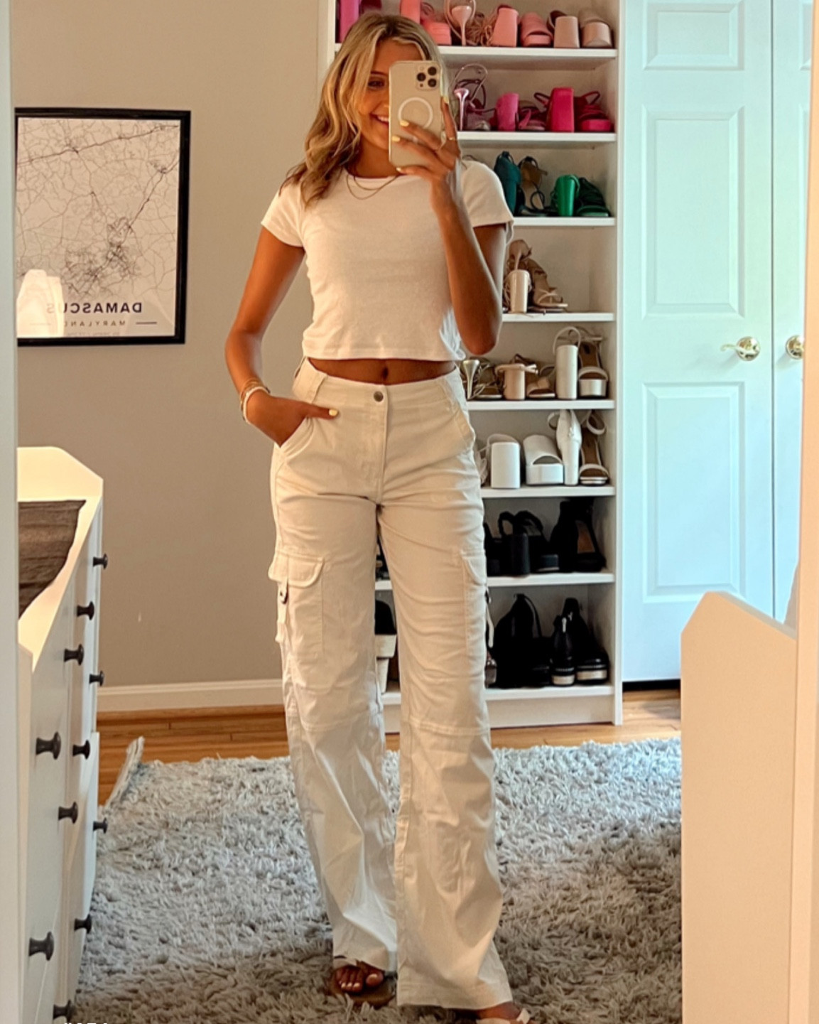 my favorite cargo pants and basic fees from American eagle. Wearing a 000 in pants XS up top